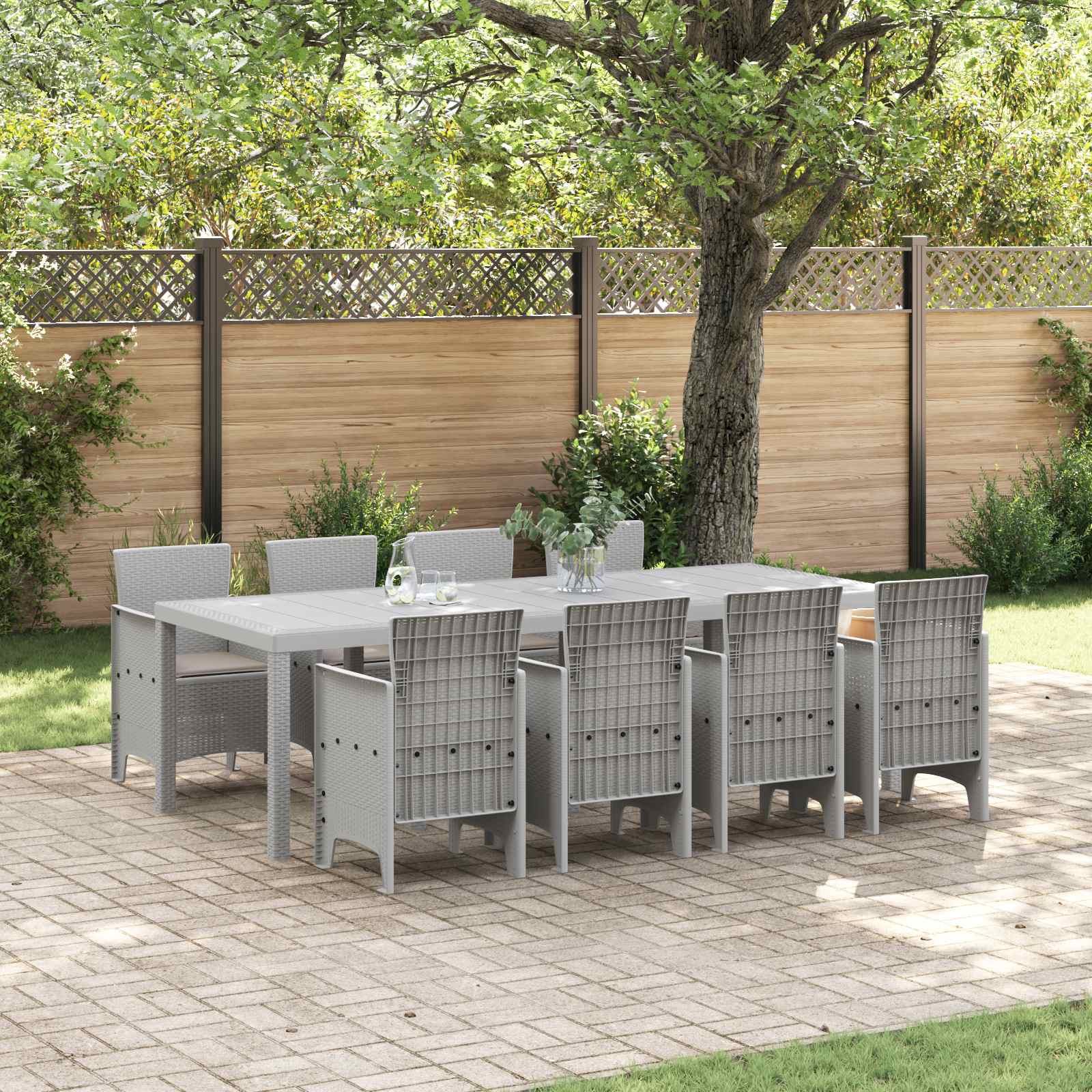 Set da Pranzo per Giardino 9 pz Bianco Polipropilene | homemem39