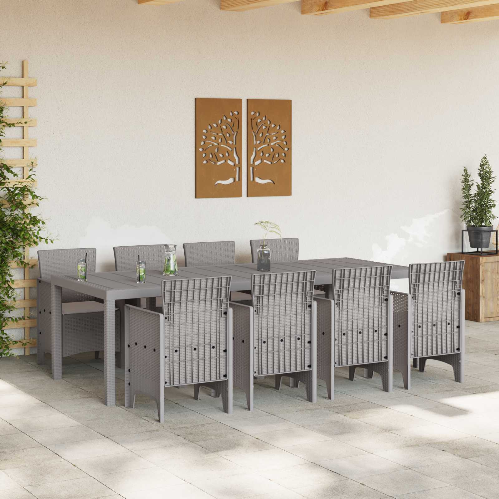 Set da Pranzo per Giardino 9 pz Bianco Polipropilene | homemem39
