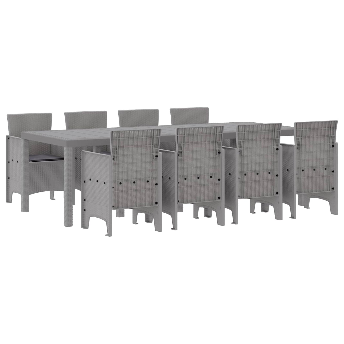 Set da Pranzo per Giardino 9 pz Bianco Polipropilene