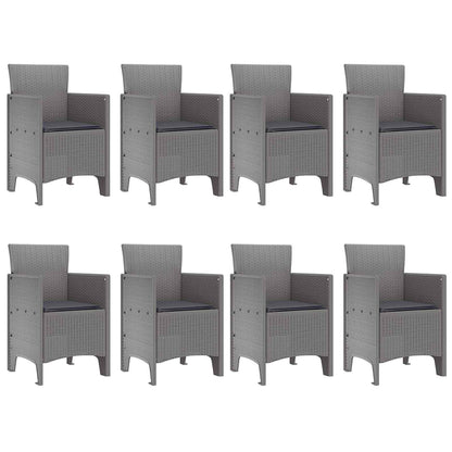Set da Pranzo per Giardino 9 pz Bianco Polipropilene