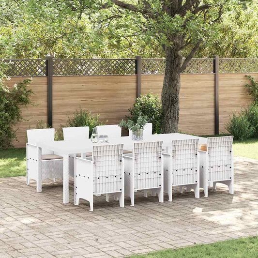 Set da Pranzo per Giardino 9 pcs Grigio chiaro Rattan Polt - homemem39