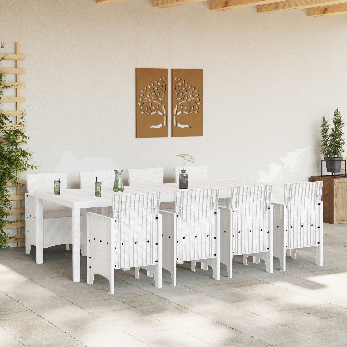 Set da Pranzo per Giardino 9 pz Grigio chiaro Polipropilene