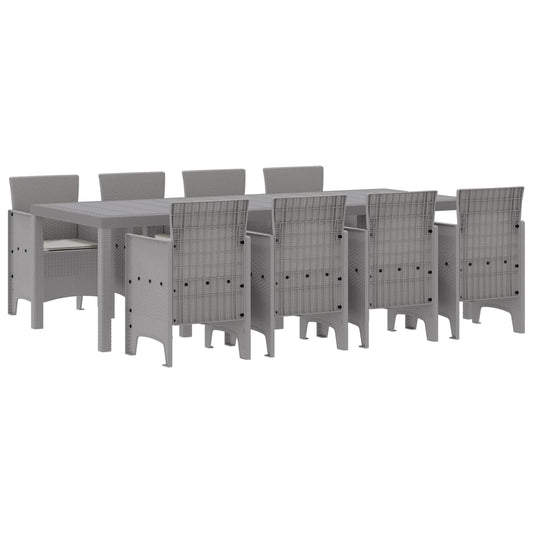 Set da Pranzo per Giardino 9 pcs Grigio chiaro Rattan Polt