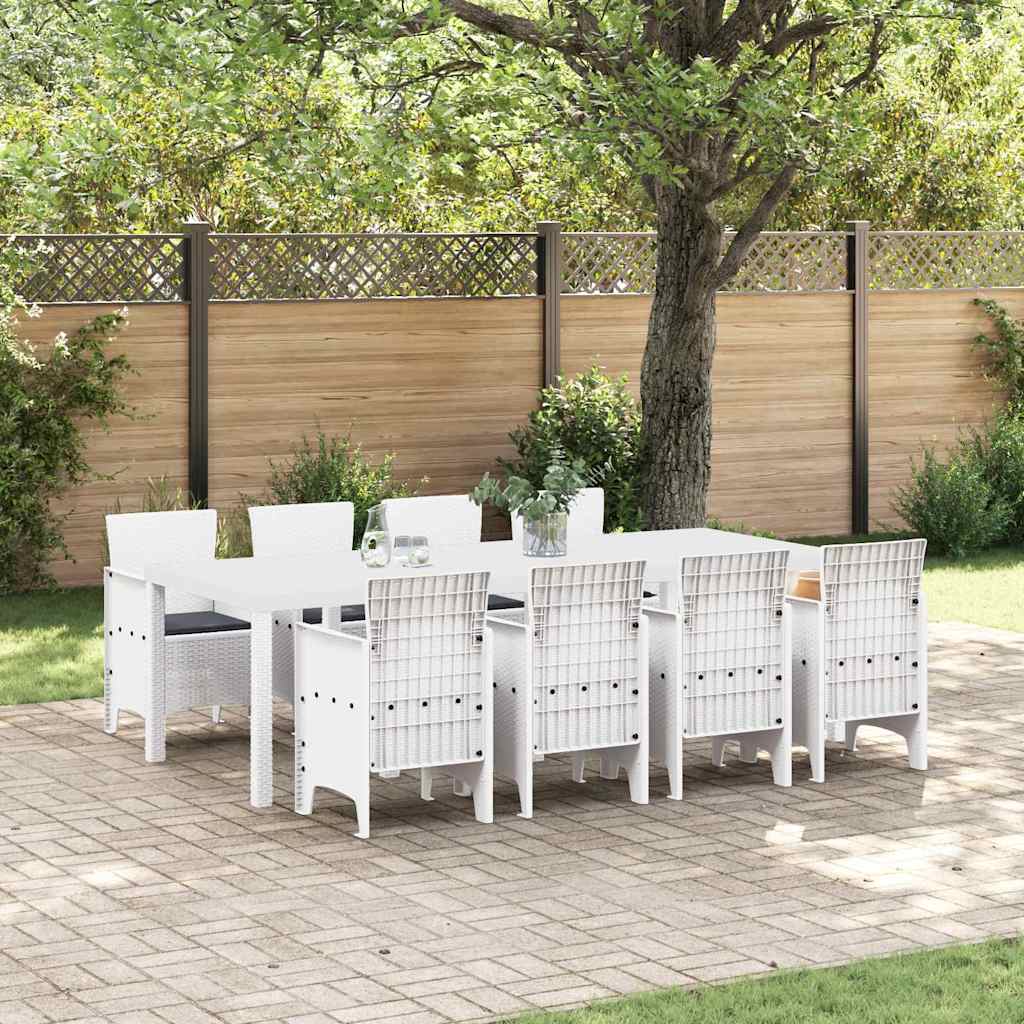 Set da Pranzo per Giardino 9 pcs Grigio chiaro Rattan Polt - homemem39