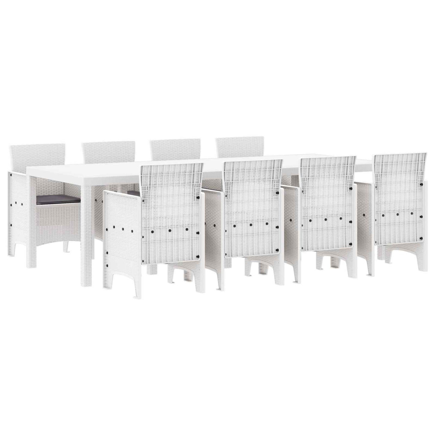 Set da Pranzo per Giardino 9 pz Grigio chiaro Polipropilene