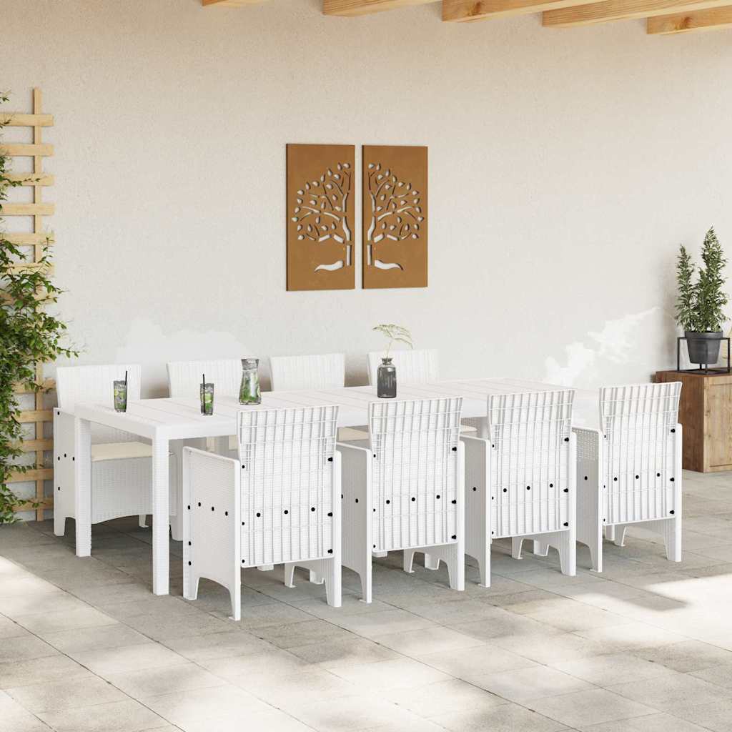 Set da Pranzo per Giardino 9 pcs Grigio chiaro Rattan Polt - homemem39