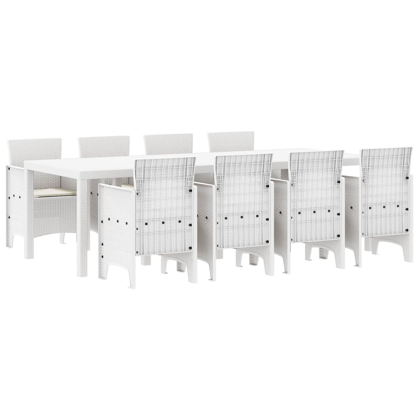 Set da Pranzo per Giardino 9 pz Grigio chiaro Polipropilene