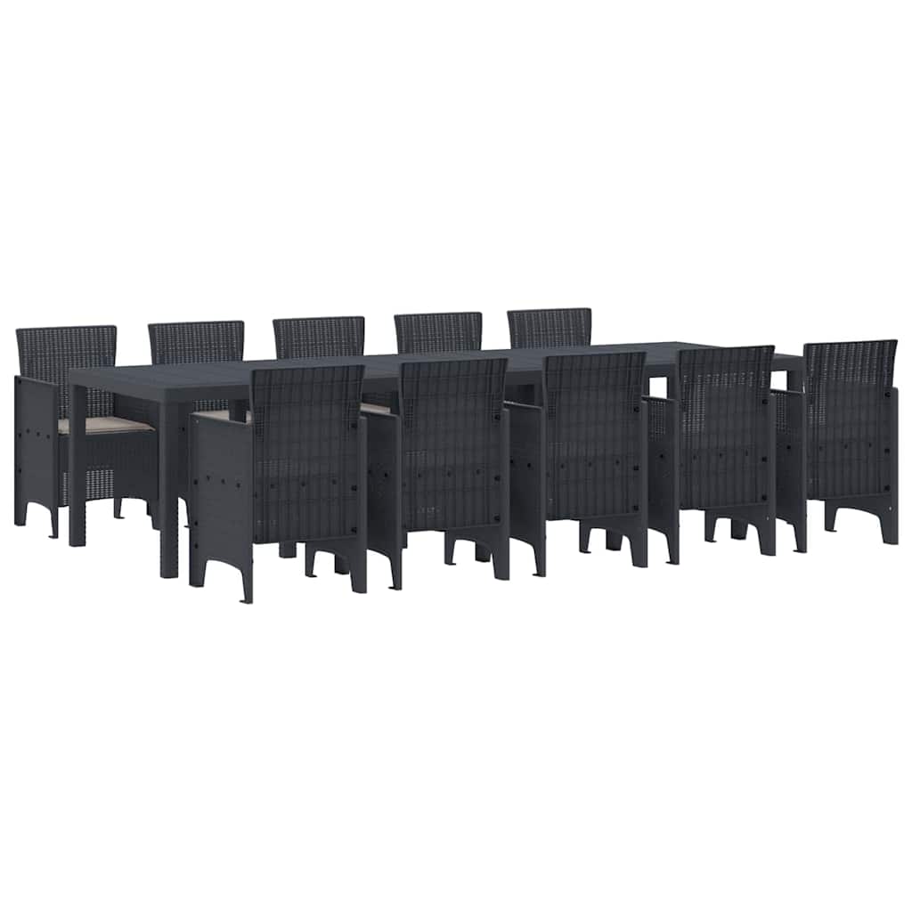 Set da Pranzo per Giardino 11 pcs Antracite Poly Rattan - homemem39