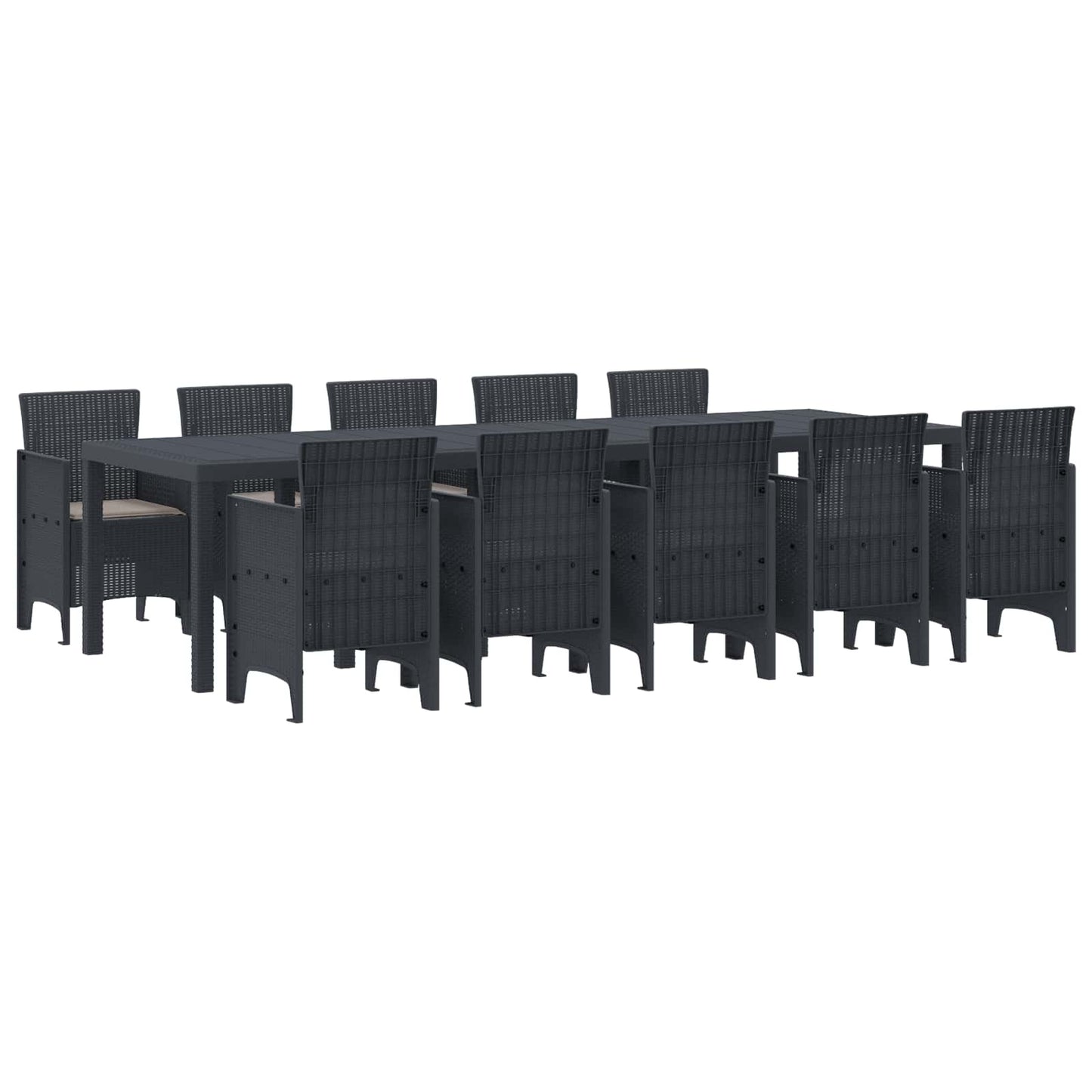 Set da Pranzo per Giardino 11 pcs Antracite Poly Rattan