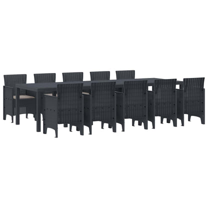 Set da Pranzo per Giardino 11 pcs Antracite Poly Rattan