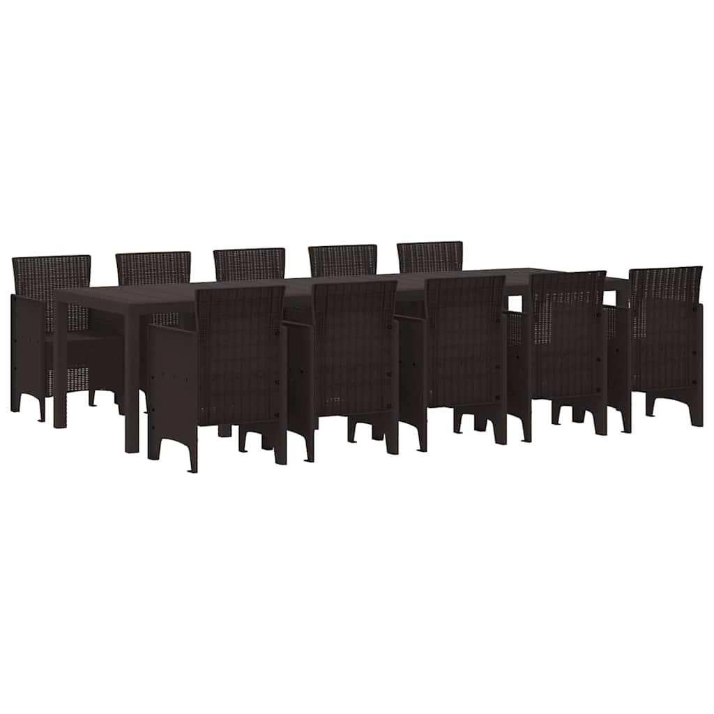 Set da Pranzo per Giardino con cuscino 11 pcs Marrone Rattan - homemem39