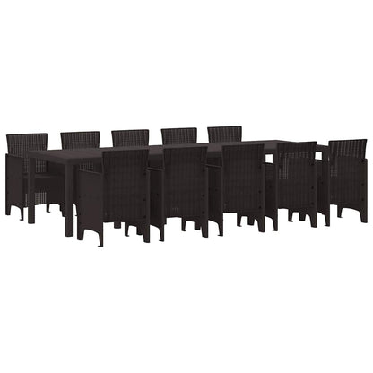 Set da Pranzo per Giardino con cuscino 11 pcs Marrone Rattan - homemem39