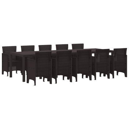 Set da Pranzo per Giardino con cuscino 11 pcs Marrone Rattan | homemem39