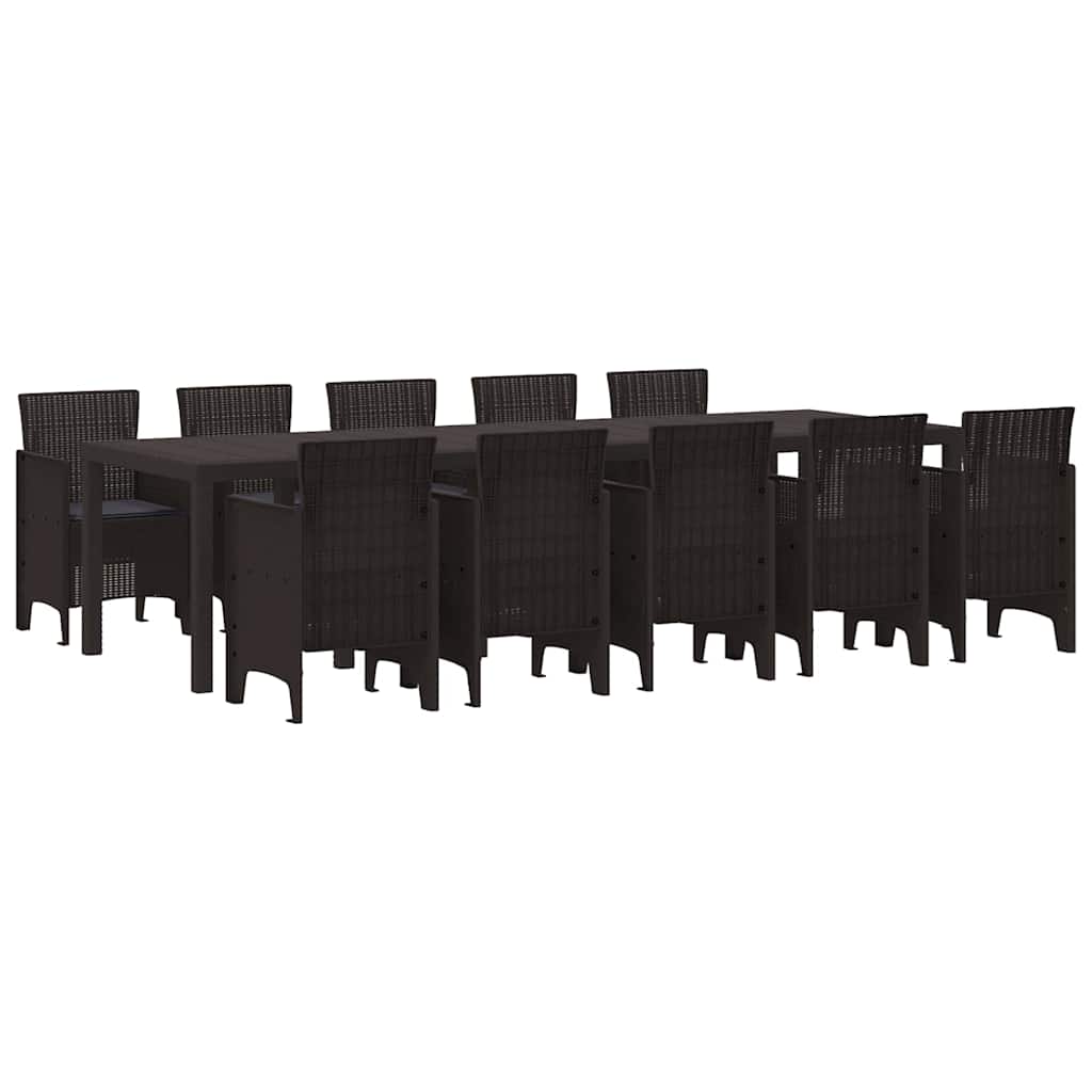 Set da Pranzo per Giardino 11 pcs Marrone e Antracite Rattan - homemem39