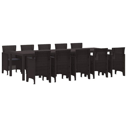 Set da Pranzo per Giardino 11 pcs Marrone e Antracite Rattan - homemem39