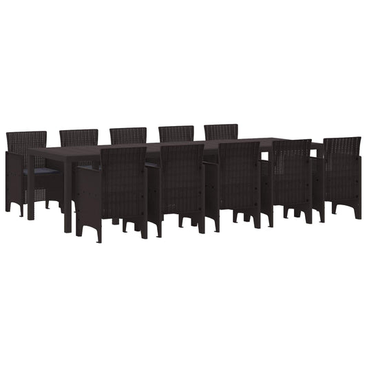 Set da Pranzo per Giardino 11 pcs Marrone e Antracite Rattan