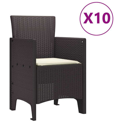 Set da Pranzo per Giardino 11 pcs Marrone e Crema Rattan - homemem39