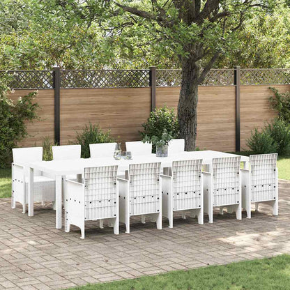 Set da Pranzo per Giardino 11 pcs Bianco Rattan e acciaio - homemem39