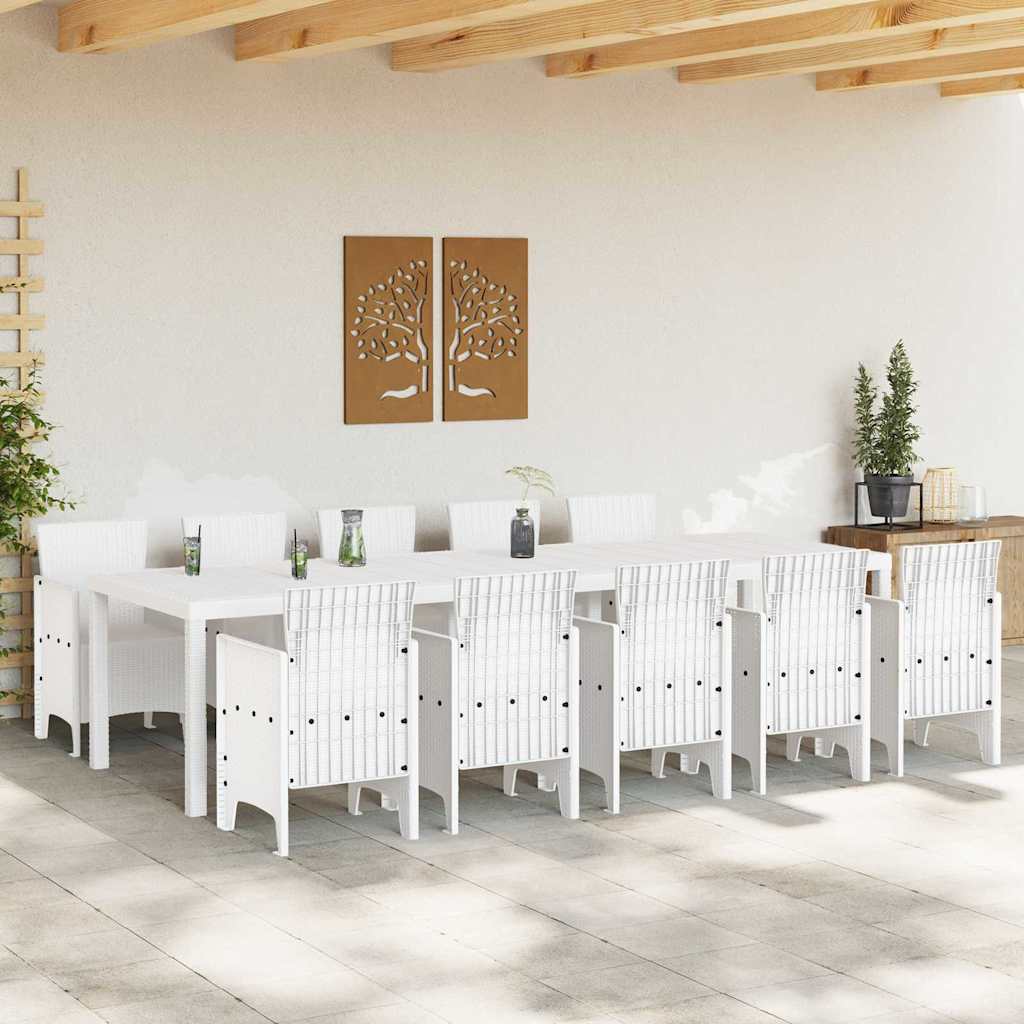 Set da Pranzo per Giardino 11 pcs Bianco Rattan e acciaio - homemem39