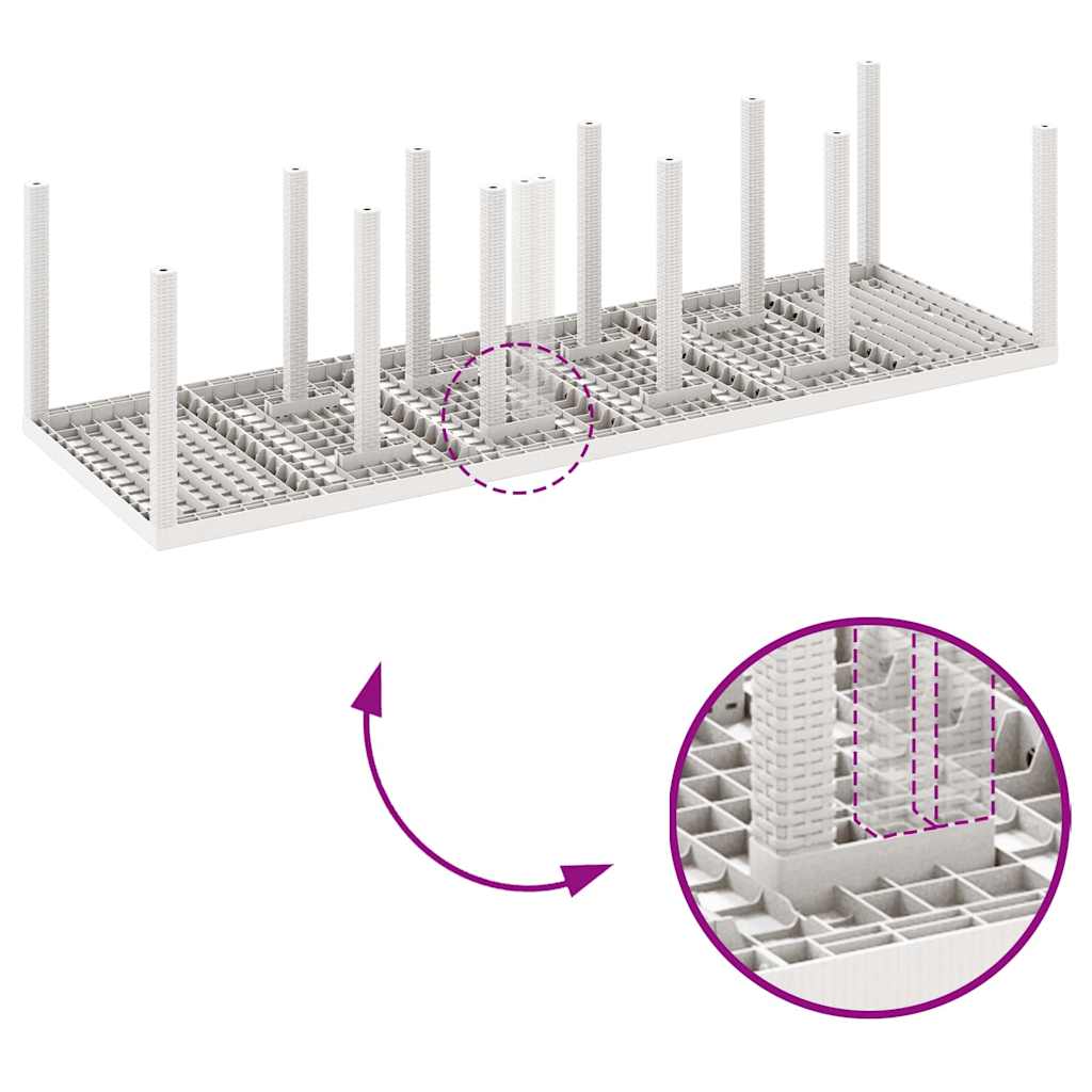 Set da Pranzo per Giardino 11 pcs Bianco Rattan e acciaio - homemem39