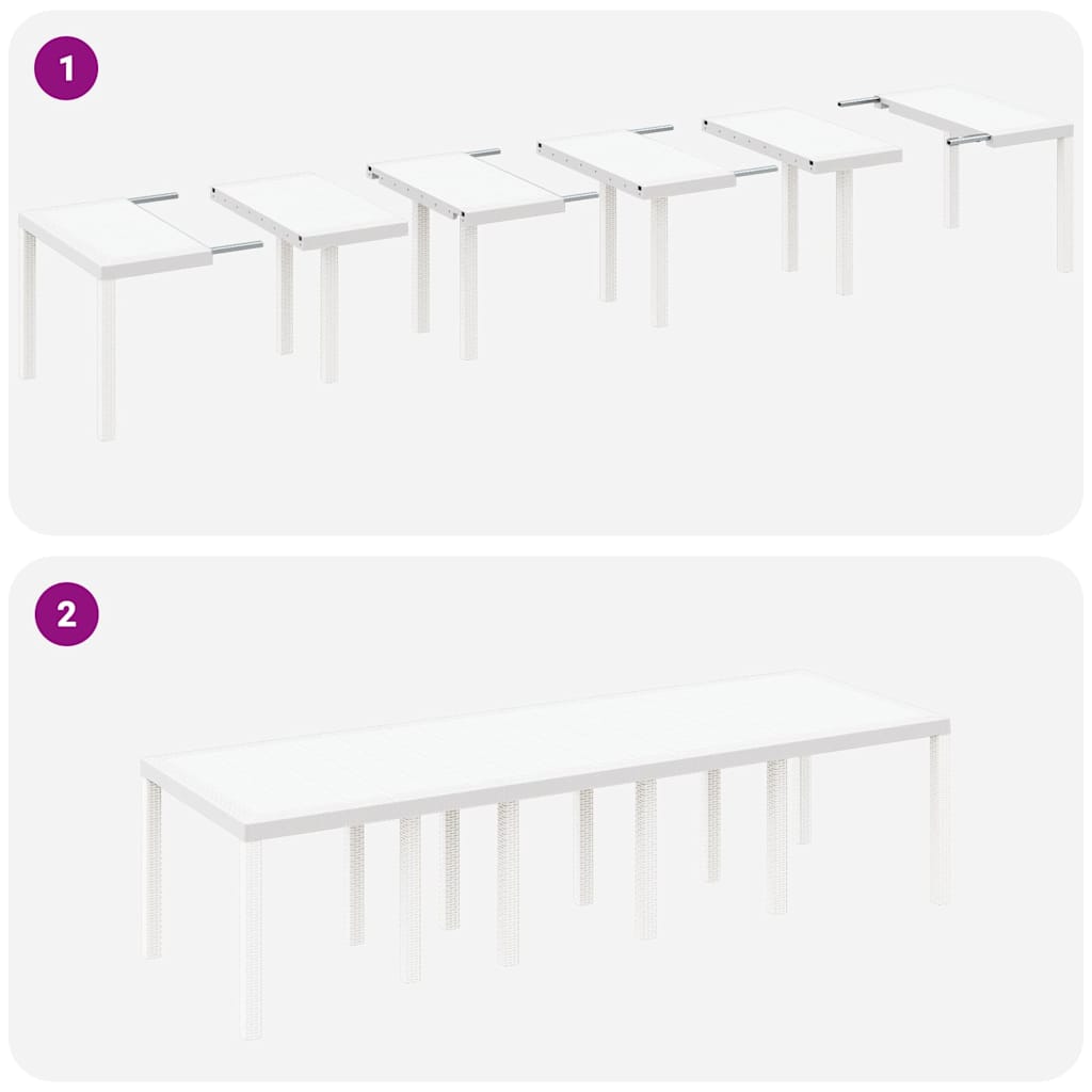Set da Pranzo per Giardino 11 pcs Bianco Rattan e acciaio | homemem39