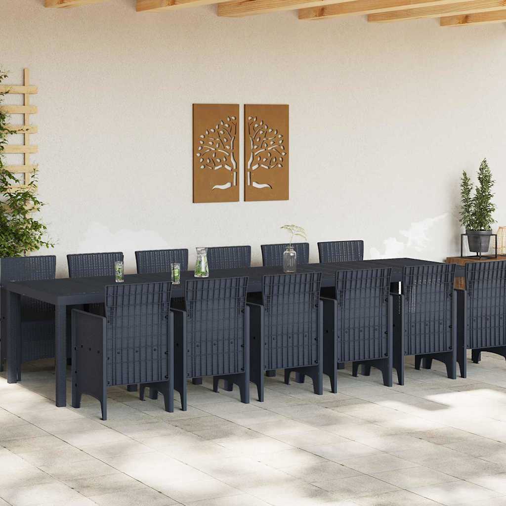 Set da Pranzo per Giardino 13 pcs Antracite Rattan Polt - homemem39