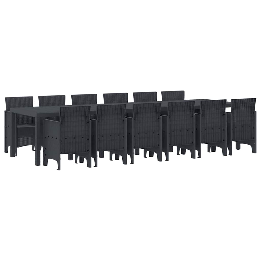 Set da Pranzo per Giardino 13 pcs Antracite Rattan Polt - homemem39