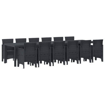 Set da Pranzo per Giardino 13 pcs Antracite Rattan Polt - homemem39