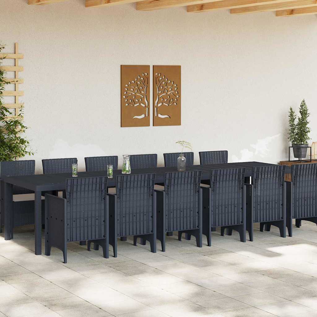 Set da Pranzo per Giardino 13 pcs Antracite Rattan Polt - homemem39