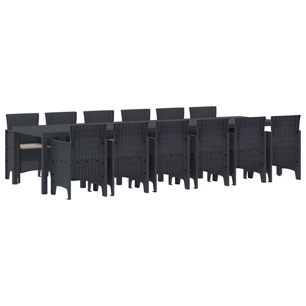 Set da Pranzo per Giardino 13 pcs Antracite Rattan Polt - homemem39