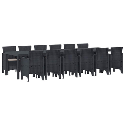 Set da Pranzo per Giardino 13 pcs Antracite Rattan Polt - homemem39
