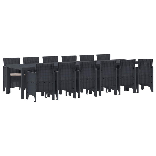 Set da Pranzo per Giardino 13 pcs Antracite Rattan Polt