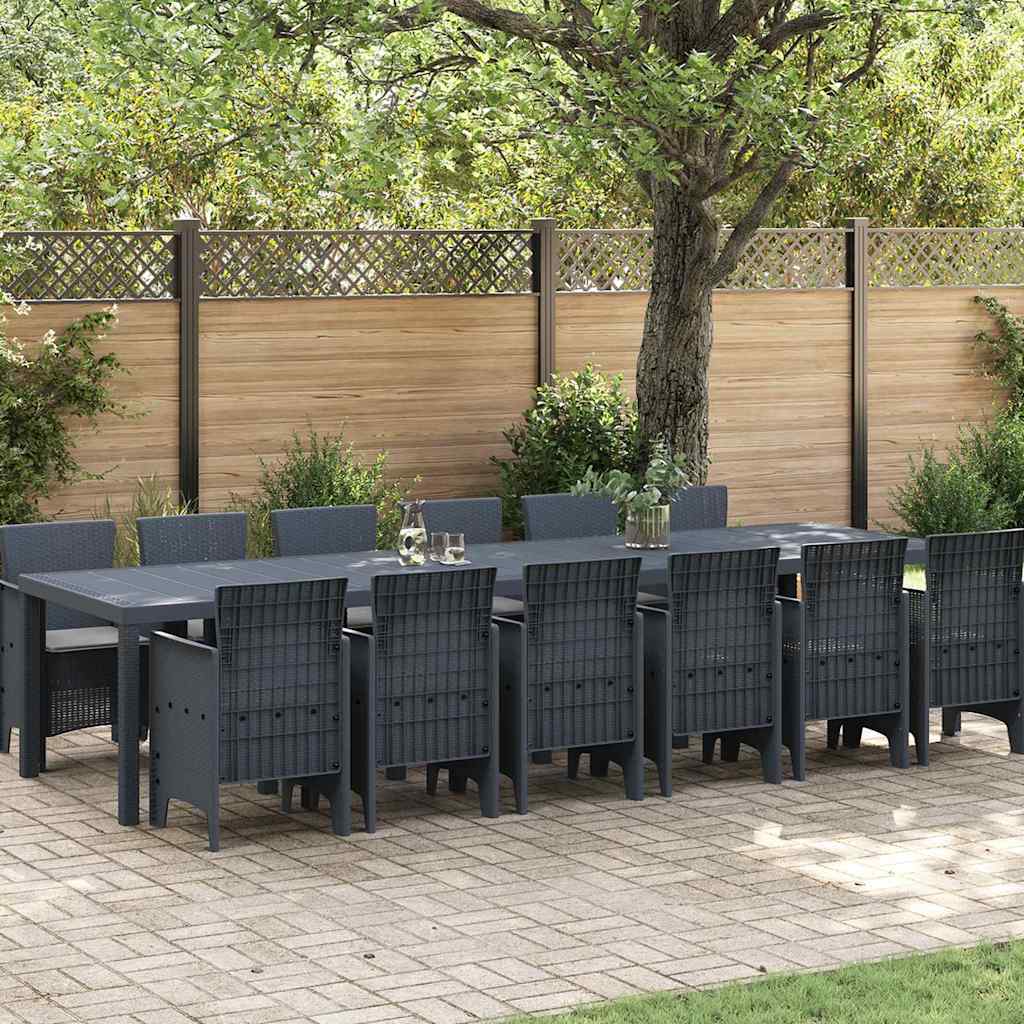 Set da Pranzo per Giardino 13 pcs Antracite Rattan Polt - homemem39