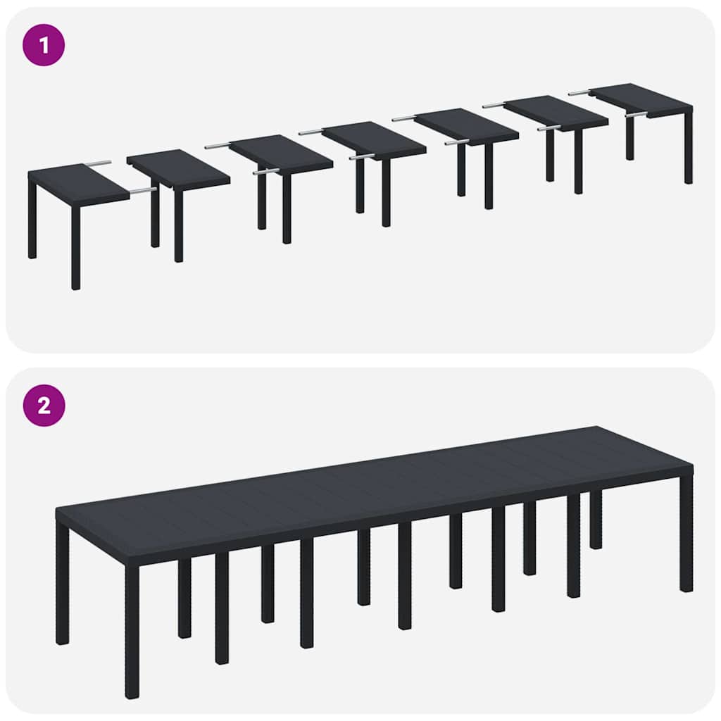 Set da Pranzo per Giardino 13 pcs Antracite Rattan Polt - homemem39