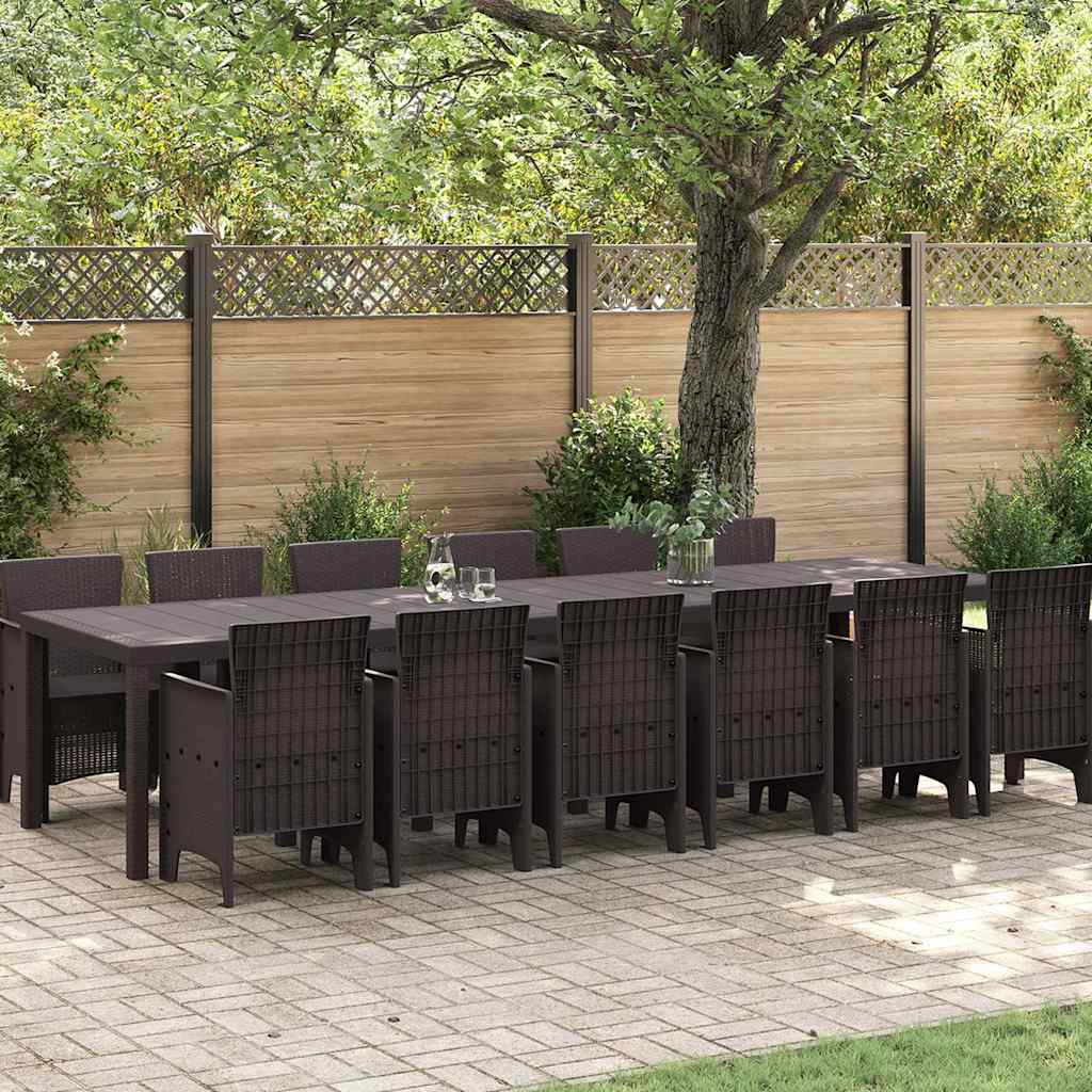 Set da Pranzo per Giardino 13 pcs Marrone Rattan Polt - homemem39