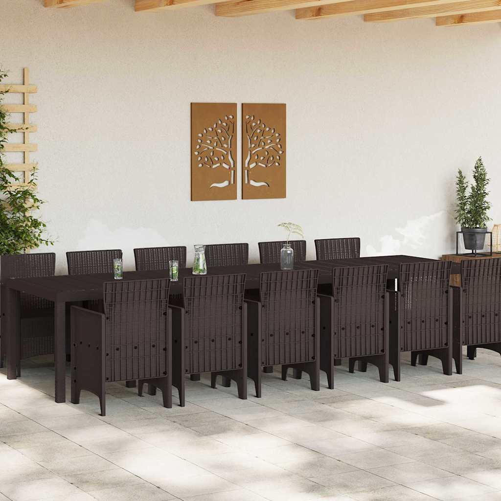 Set da Pranzo per Giardino 13 pcs Marrone Rattan Polt - homemem39