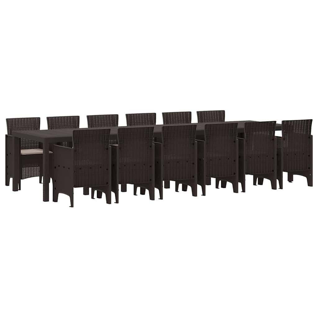 Set da Pranzo per Giardino 13 pcs Marrone Rattan Polt - homemem39