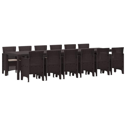 Set da Pranzo per Giardino 13 pcs Marrone Rattan Polt - homemem39