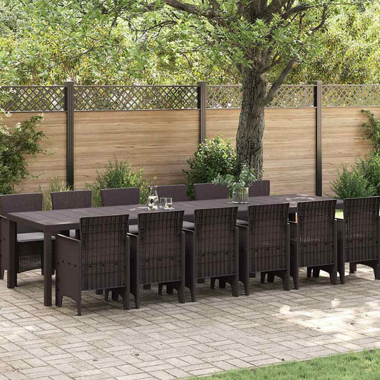 Set da Pranzo per Giardino 13 pcs Marrone Rattan Polt - homemem39