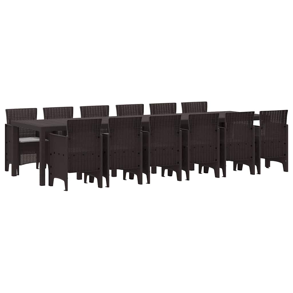 Set da Pranzo per Giardino 13 pcs Marrone Rattan Polt - homemem39