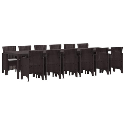 Set da Pranzo per Giardino 13 pcs Marrone Rattan Polt - homemem39