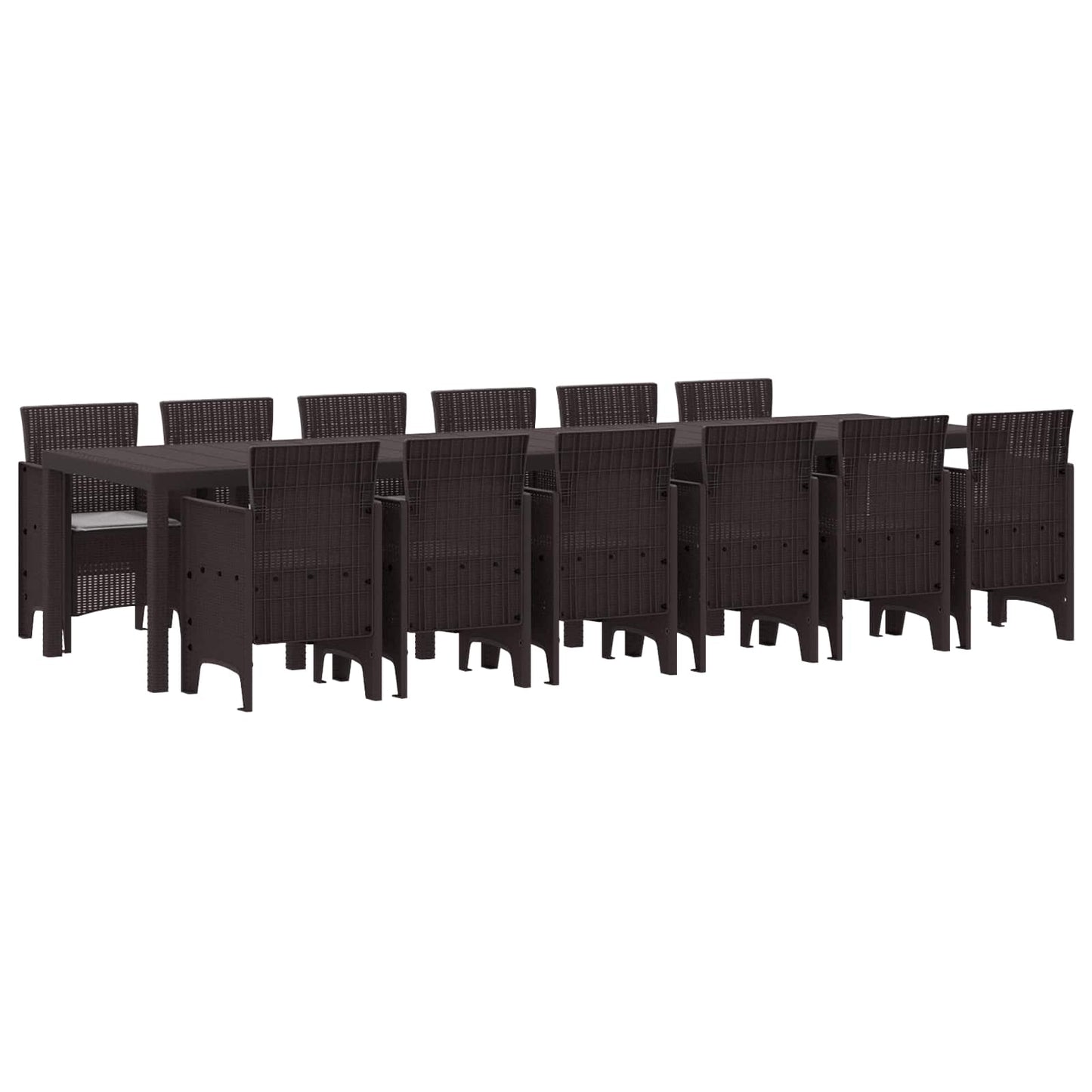 Set da Pranzo per Giardino 13 pcs Marrone Rattan Polt | homemem39