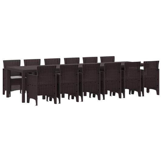 Set da Pranzo per Giardino 13 pcs Marrone Rattan Polt