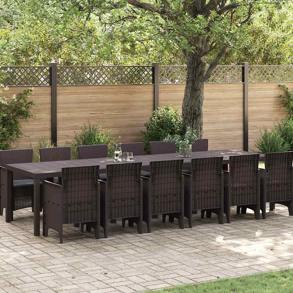 Set da Pranzo per Giardino 13 pcs Marrone Rattan Polt - homemem39