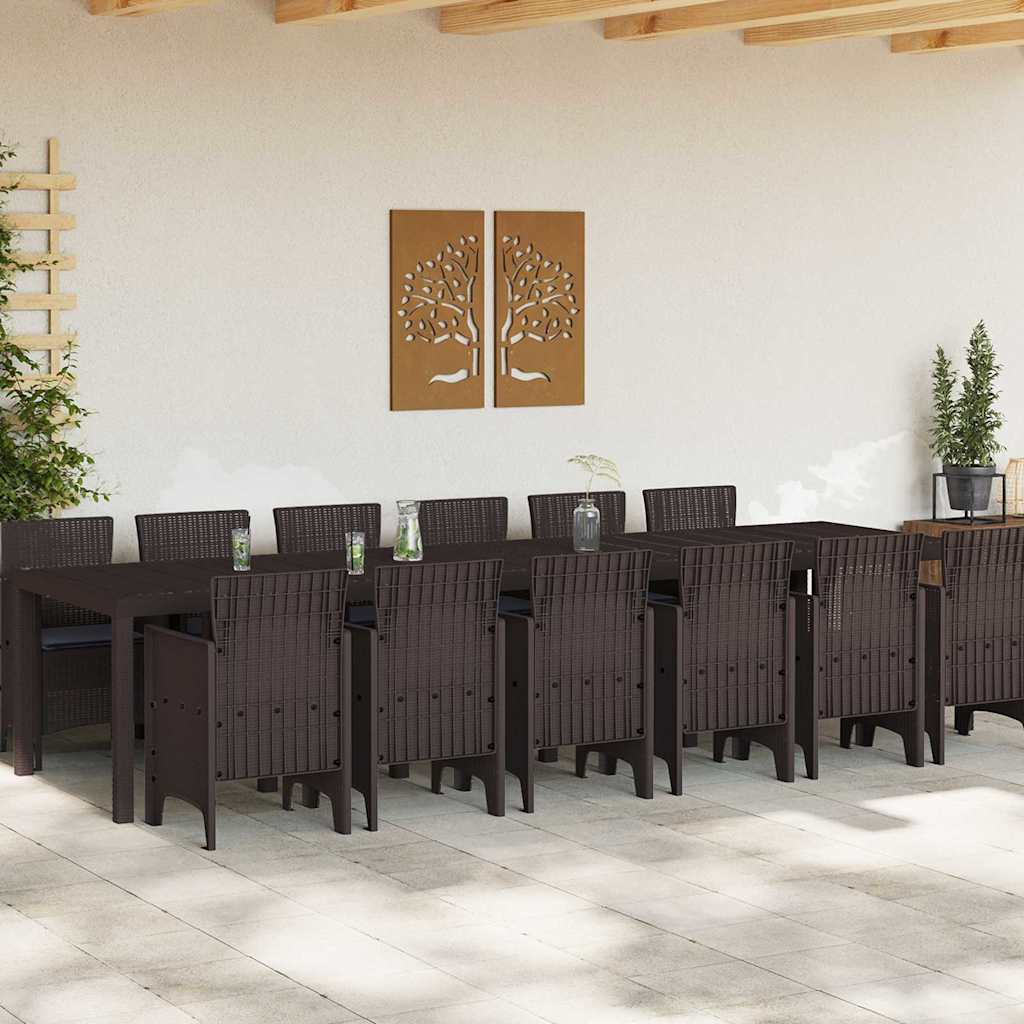 Set da Pranzo per Giardino 13 pcs Marrone Rattan Polt - homemem39