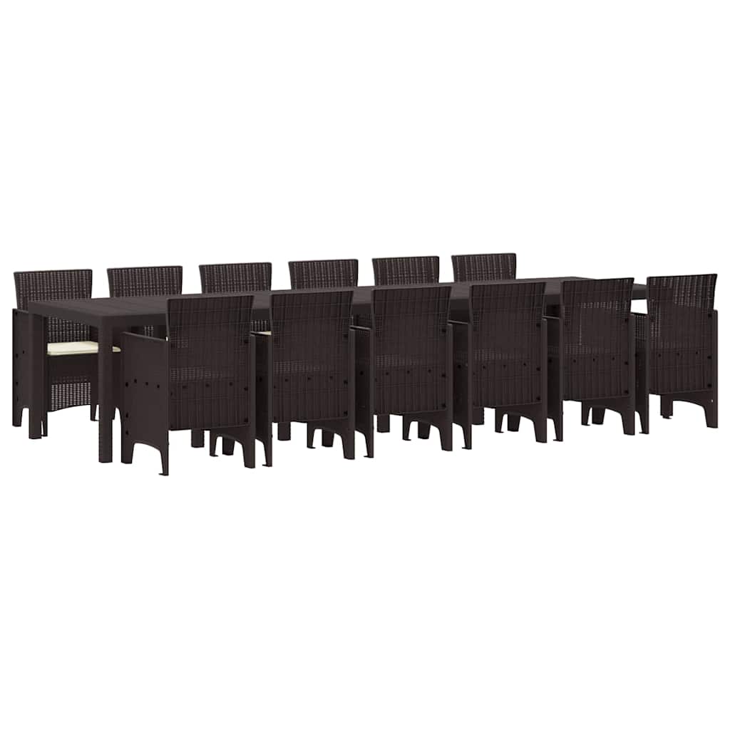 Set da Pranzo per Giardino 13 pcs Marrone Rattan Polt - homemem39
