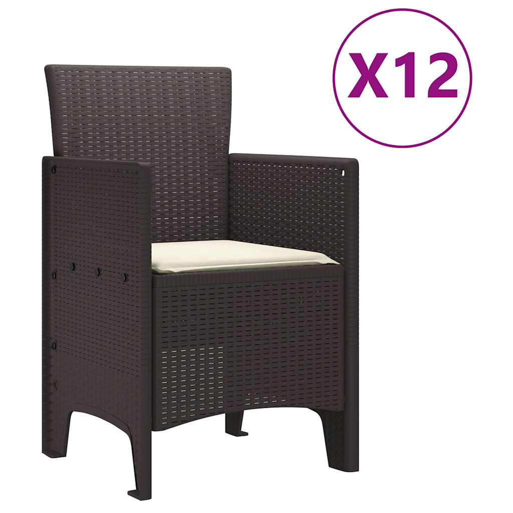 Set da Pranzo per Giardino 13 pcs Marrone Rattan Polt - homemem39