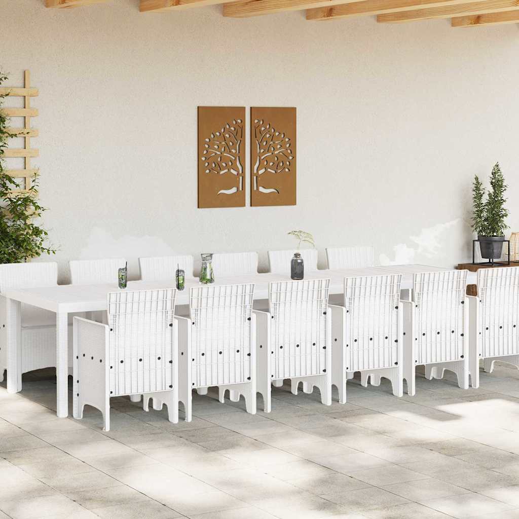 Set da Pranzo per Giardino 13 pcs Bianco Rattan Polt - homemem39