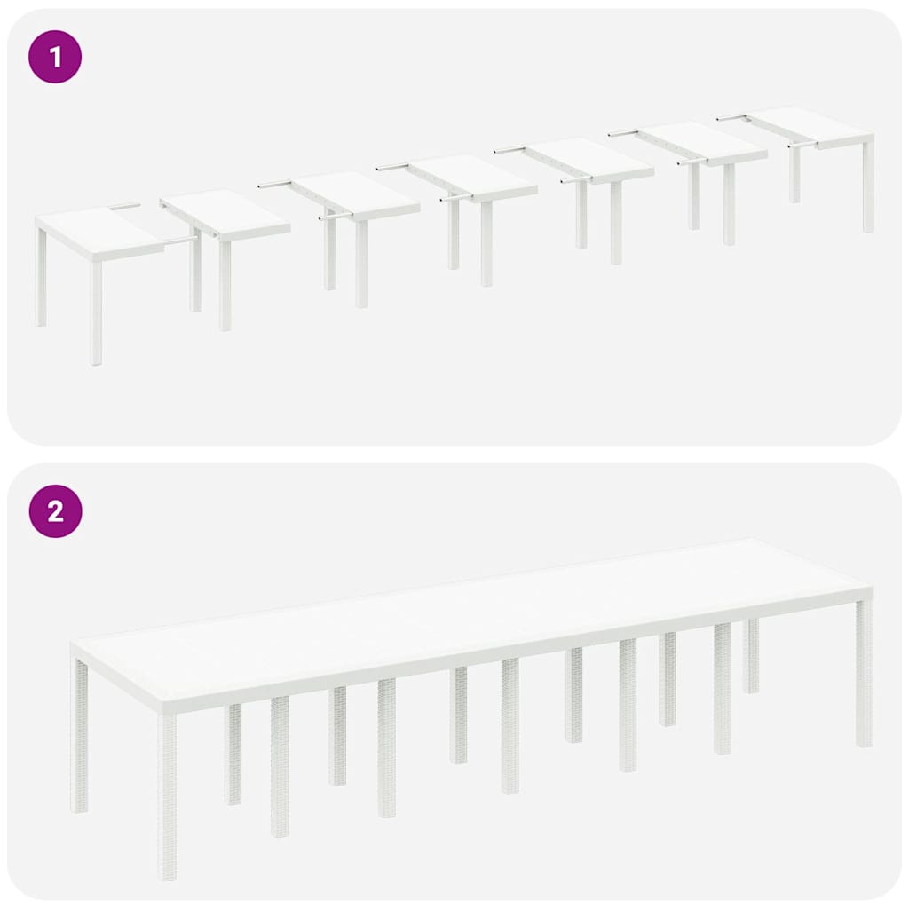Set da Pranzo per Giardino 13 pcs Bianco Rattan Polt | homemem39