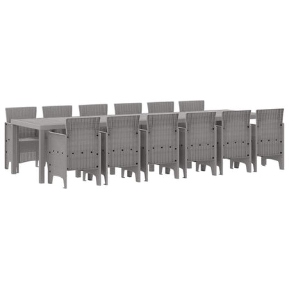 Set da Pranzo per Giardino 13 pcs Grigio chiaro Rattan Polt - homemem39